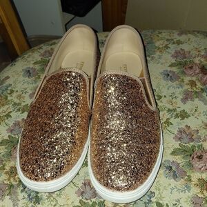 Feversole Women's Fashion Slip-On Sneaker Casual Flat Loafers Rose Gold